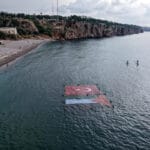 denizde turk ve filistin bayraklariyla destek mesaji 9002acf70d6f