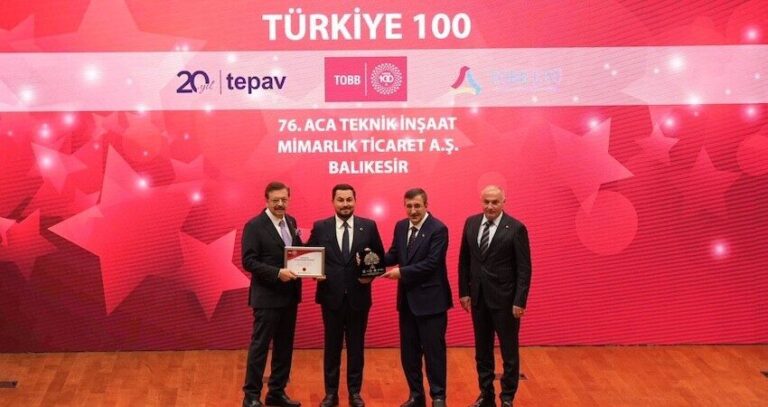 ACA Teknik İnşaat, Türkiye’nin en hızlı büyüyen 100 şirketi arasında yer aldı