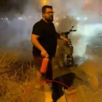 motosikletteki yangina kirik bacagiyla mudahale etti o anlar kamerada 10e6fdbef856