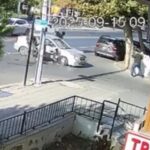 otomobil ile carpisan motosiklette 2 kisi yaralandi kaza kamerada 1af48af1f46f