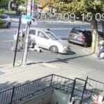 otomobil ile carpisan motosiklette 2 kisi yaralandi kaza kamerada 2d7d06c58934