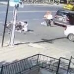 otomobil ile carpisan motosiklette 2 kisi yaralandi kaza kamerada 664fa1892bad