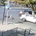 otomobil ile carpisan motosiklette 2 kisi yaralandi kaza kamerada f4ed15f23d66