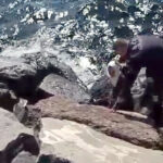 istanbul avcilar sahilinde kayaliklarin arasina dusen kadini guvenlik gorevlisi kurtardi d541c8f83404
