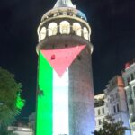 istanbul galata kulesine filistin bayragi yansitildi ad813fdda14f