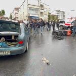 motosiklet ile otomobilin carpistigi kaza kamerada 2 yarali 54caff1971ac