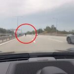 otoyolda yuruyen yaya surucunun dikkati sayesinde kurtuldu o anlar kamerada 276f1d2ad419