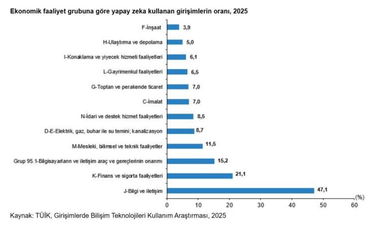 TÜİK: Yapay zeka teknolojileri kullanan girişim oranı arttı