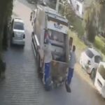 cop konteyneri cop kamyonun pesinden suruklendi o anlar kamerada a906c1ec4428