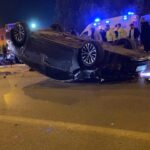 İnegöl'de Otomobil Kazasında İki Yaralı, Araç Takla Attı 4 iki otomobilin carpistigi kaza kamerada 2 yarali df0bbd367c41