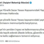 disisleri abdnin suriyeye yonelik yaptirimlari kaldirmasini memnuniyetle karsiliyoruz 83c84c58cbe2