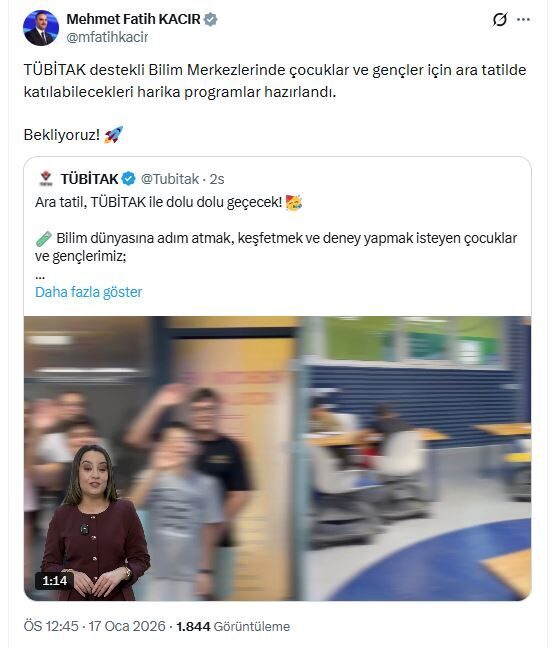 TÜBİTAK, Ara Tatilde Gençlere Bilim Merkezleriyle Eğlenceli Programlar Sunuyor