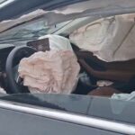 istanbul cekmekoyde giselerde beton bariyere carpan otomobilin surucusu yaralandi guvenlik kamerasi d6a2af20d967