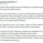 bakan uraloglu iran irak suriye lubnan ve urdun ucuslari 9 marta kadar durduruldu 5c46683dbe57