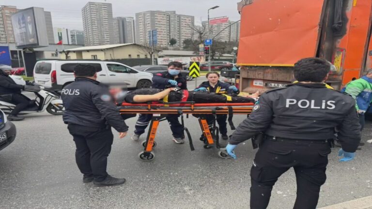 İstanbul – Ataşehir’de İBB’ye ait atık transfer kamyonunun çarptığı skuter sürücüsü ağır yaralandı